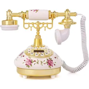 Telephone Antique Phone Old Fashioned Push Button Dial Landline Phone Classic Retro Telephone w/LCD Display Corded Telephones for  Office Cafe Bar  Hotel
