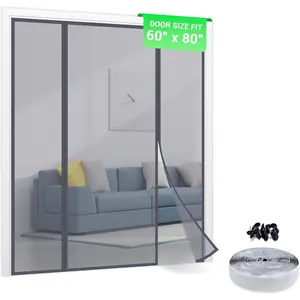 Fiberglass  Screen Door - Heavy Duty Mesh with Full Frame Hook and Loop   That Closure Automatically, Door Screen Mesh Net