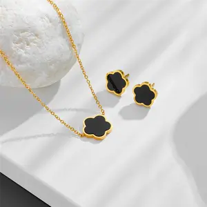 Lucky Clover Earrings Elegant Five-Leaf Flower Simple Luxury Fashion High-End Necklace Exquisite Accessories