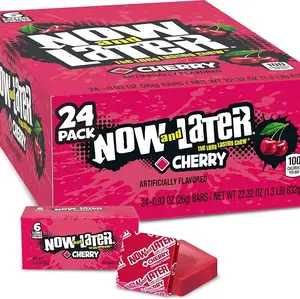 Now & Later Candy, Cherry Flavor, 0.93 Ounce  (Pack of 24) Snack Sweet Tangy american sweets  Bonbon Bonbon