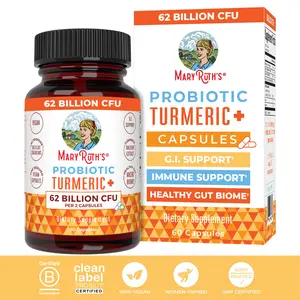 MaryRuth's Probiotic Turmeric+ Capsules - Healthy Gut Biome - Gastrointestinal Support - Immune Support - Vegan Capsules - 30 Servings