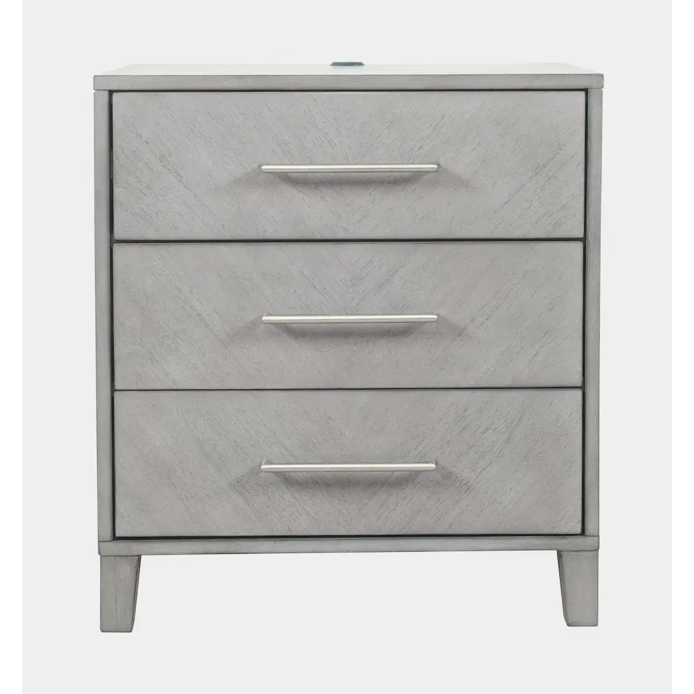 28-Inch Contemporary Bedroom Nightstand with Clean Design, Built-In USB Charging Port, Drawers and Metal Hardware
