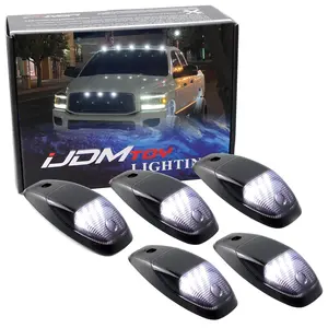 iJDMTOY Black-Out Smoked Lens Xenon White Full LED Clearance Cab Roof Light Kit For Dodge 2019-up RAM 1500 2500 3500, Also Universal Fit For Other Trucks