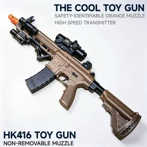 HK416 Gel Toys - Realistic Design with Orange Accents and Scope Attachment for Kids