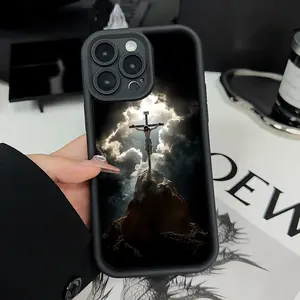 Jesus's death Pattern Case for iPhone 16 15 14 Pro Max 13 12 11 XR XS Plus Shockproof Full Camera Protection Durable Slim Silicone Cellphone Cover Gift For Girls and Women