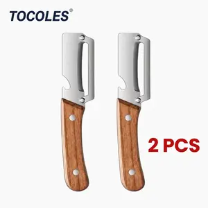 Stainless Steel Sharp Peeler with Wooden Non-Slip Ergonomic Handle, Built-In Bottle Opener, Long-Lasting Construction for Fruits & Vegetables, Essential Kitchen Tool