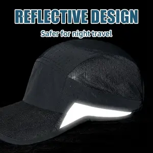 Reflective Strip Running Hat Breathable Mesh Baseball Cap Trendy Fashion Casual Versatile Outdoor Night Jogging Safety Sun Protection