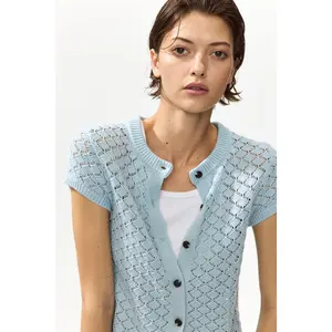 H&M Cap-sleeved pointelle-knit cardigan