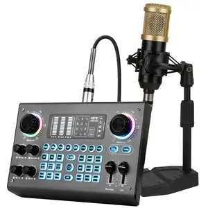 HOSABELY Podcast Equipment Bundle Kit with XLR Microphone, Recording Studio Equipment, Sound Mixer for Recording, Live Gaming, Streaming, and Podcasts mini microphone household items phone accessories Electronics Multifunction Adjustable microphone iphone