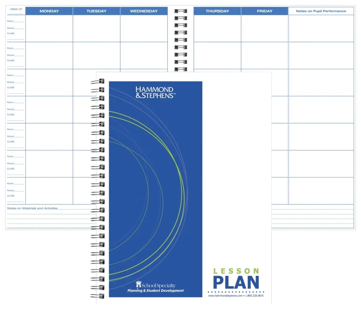 Hammond & Stephens 1481865 8.5x11 in. Lesson Plan Book - White & Blue, PolyIce Cover, 7 Subjects, 41 Week