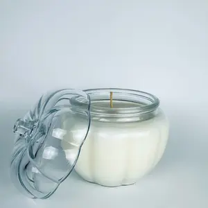 Introducing Glass Pumpkin Spice Candle Decor Autumn Coconut soy wax,beeswax blend nature inspired candle shop glass Jar