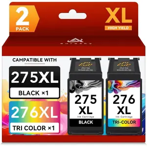 275XL 276XL Compatible for  275 and 276 Ink Cartridges for Cannon Ink PG-275 CL-276 Combo Pack Work with PIXMA TS3522 TR4720 TS3500 TS3520 TR4722 (1 Black, 1 Tricolor)