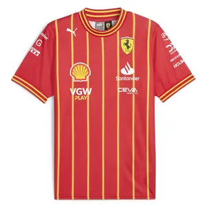 PUMA Mens Scuderia Ferrari Team Crew Neck Short Sleeve Jersey Casual - Red