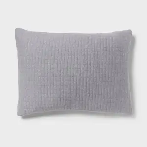 King Jersey Quilt Sham Dark Gray - Threshold: Cotton Knitted, Check Jacquard Pattern, Machine Washable
