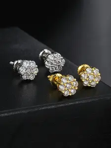 Flower Design Earrings, Statement Earrings, Studs Earrings, Fashionable Rhinestone Decor Earrings for Women & Men, Trendy All-match & Exquisite Jewelry for Birthday Gift