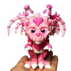 The Heart Breaker Baby Dragon, Articulated Baby Dragon, 5" Pink The Heart Breaker Collectable 3D Printed Baby Dragon, Executive Desk Toy