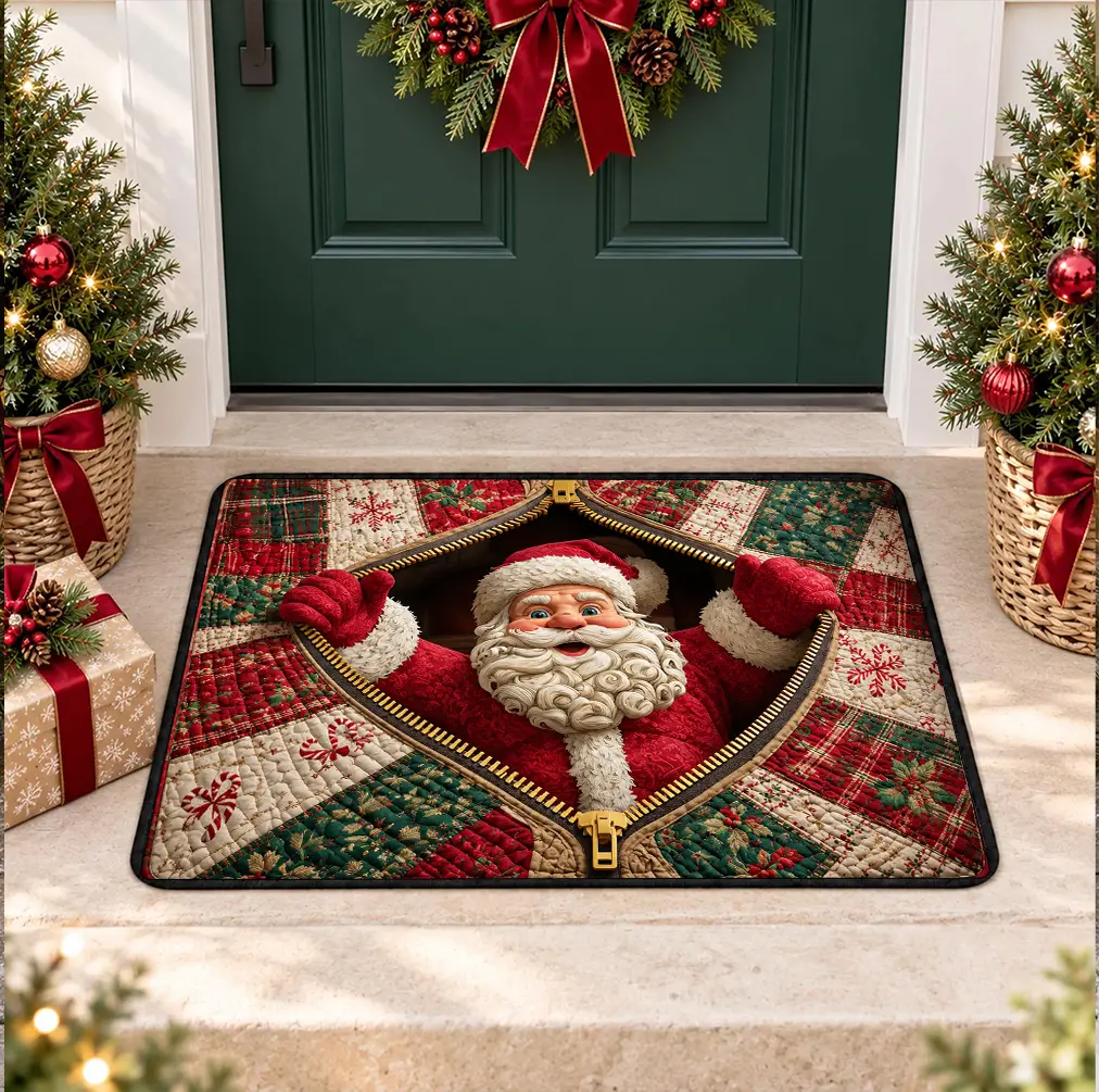 3D Illusion Christmas Doormat | Santa North Pole Holiday Welcome Mat | Nutcracker Non Slip Christmas Gift | Indoor Outdoor Holiday Home Decor