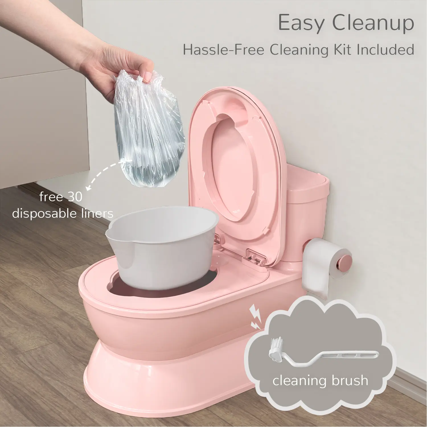 BabyBond 2-in-1 Lager Realistic Flushing Potty Trainning Seat for Boys and Girls, Baby Potty Chair with Detachable Seat Flush Sounds Wipes Storage & Toilet Paper Holder for Toddler