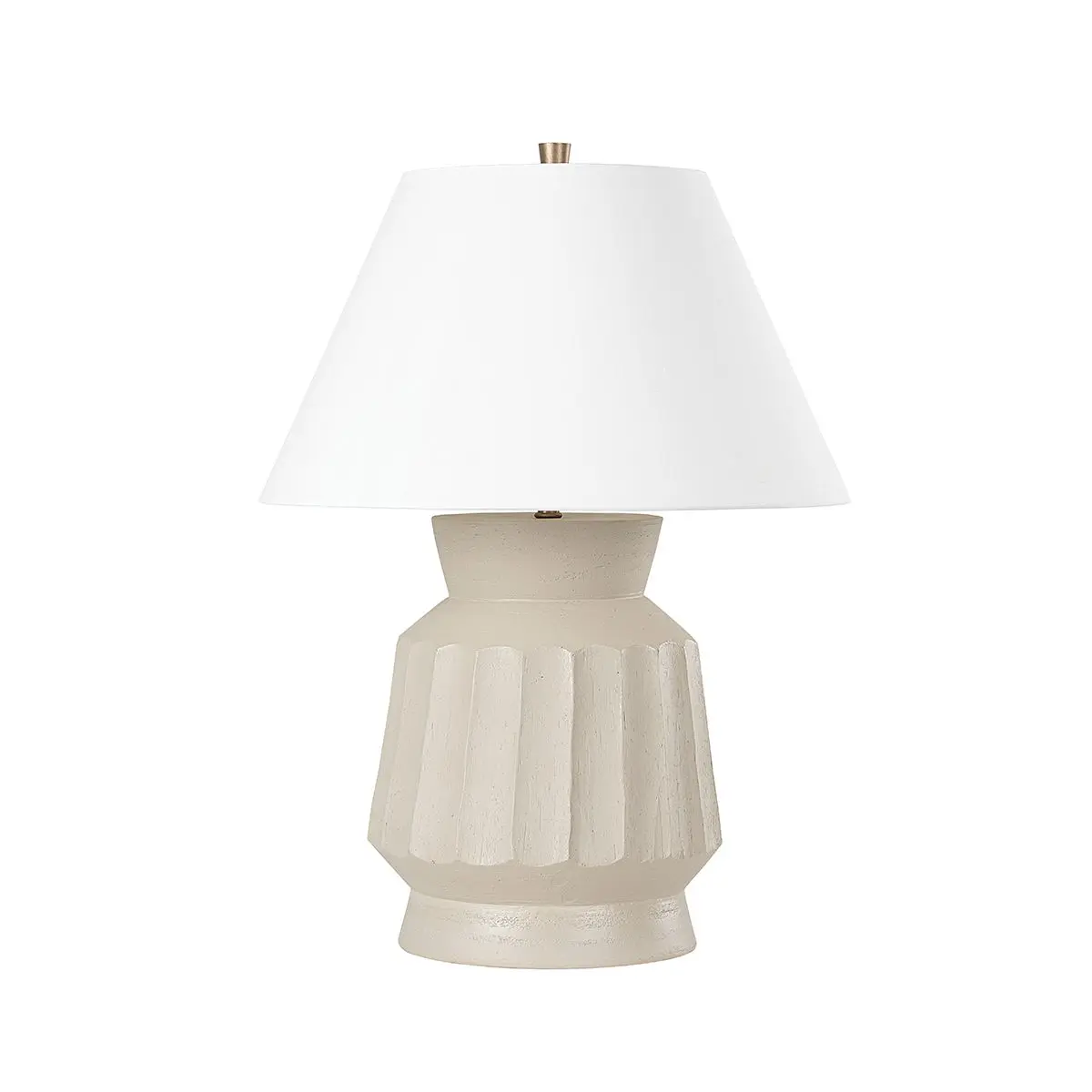 Selma Table Lamp with Unglazed Grey Ceramic Base and Off-White Linen Shade, Mid-Century Style