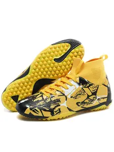 Men's High Top TF Football Shoes, Football Boots, Lace-Up Design, Anti-Slip Nails, Enhanced Grip, Suitable for Sports Performance, Outdoor Lawn Soccer Cleats