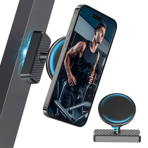 Magnetic Mobile Phone Mount - Dual MagSafe Attachment Holder, No Drilling, Attachable to Metal Surfaces, Compatible with iPhone 12-17 Series, Gym-Ready Accessory, Magnetic Mount, No Drilling