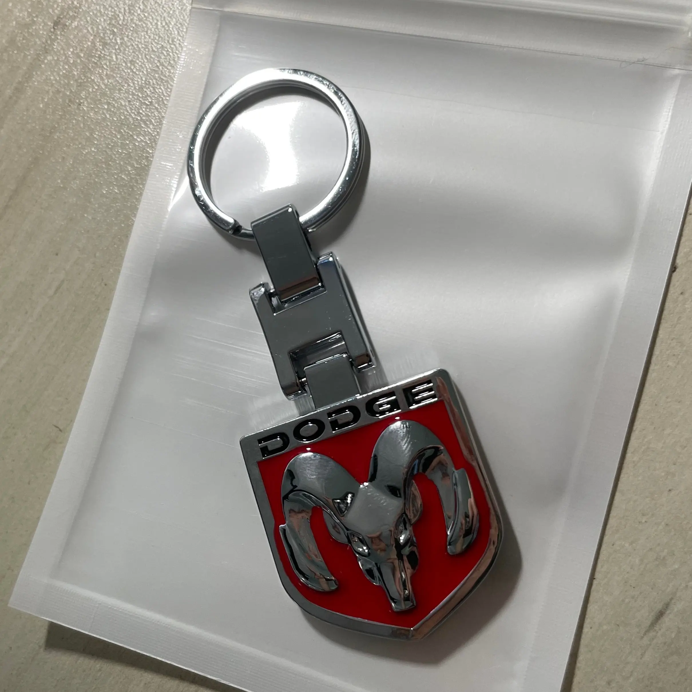 RAM Logo Emblem Red Metal Double Sided KeyChain Keyring