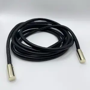 Black Soft Leather Tie-Up Rope Belt for Women - Adjustable Length
