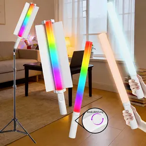 Handheld RGB LED Light Wand 360° Full Color, 1800mah Rechargeable, 2500-6500k Dimmable, LCD Display, Music Sync Feature for Photography/videoshoots