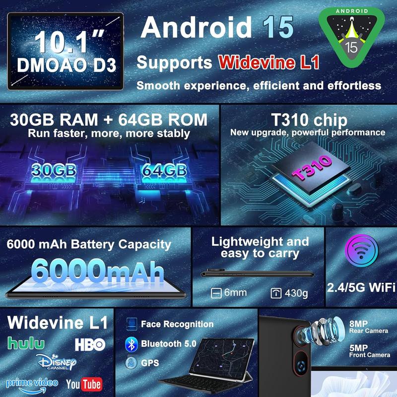 Produktbild von Tablet 10 Zoll Android 15 Tablets Mit 64GB+2TB TF, Gemini AI, Widevide L1 FHD IPS, Octa-Core 2.0GHz, 5G+2.4G WLAN, 8MP+5MP, BT5.0, Face ID,6000mAh, BT5.0, GMS Tablet Mit Tastatur Und Maus - RoséGold