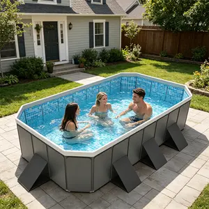 S9262738435 Extra-large JR-MCQ666 (Relaxed Model) 160-inch heavy-duty framed inflatable swimming pool, suitable for backyards, outdoor settings, etc. Thickened and durable, perfect for summer cooling, swimming, and parties.