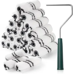 Microfiber Paint Roller Covers, 24 Pack Paint Roller 4 Inch (3/8 Inch Nap
