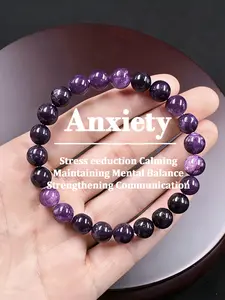 Handmade Natural Amethyst Stretch Bracelet, Calming Anxiety, Stress Relief, Stress Reduction & Relaxation Jewelry, Beaded Design, Perfect Gift for Men & Women