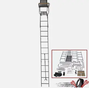Hunting Ladder Tree Stand with Shooting Rail Climbing Mesh Seat Single Person