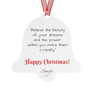 bell, oval, round, tree, enjoy with family, hang in your tree, holiday, Christmas, personalized your own, Metal Ornaments