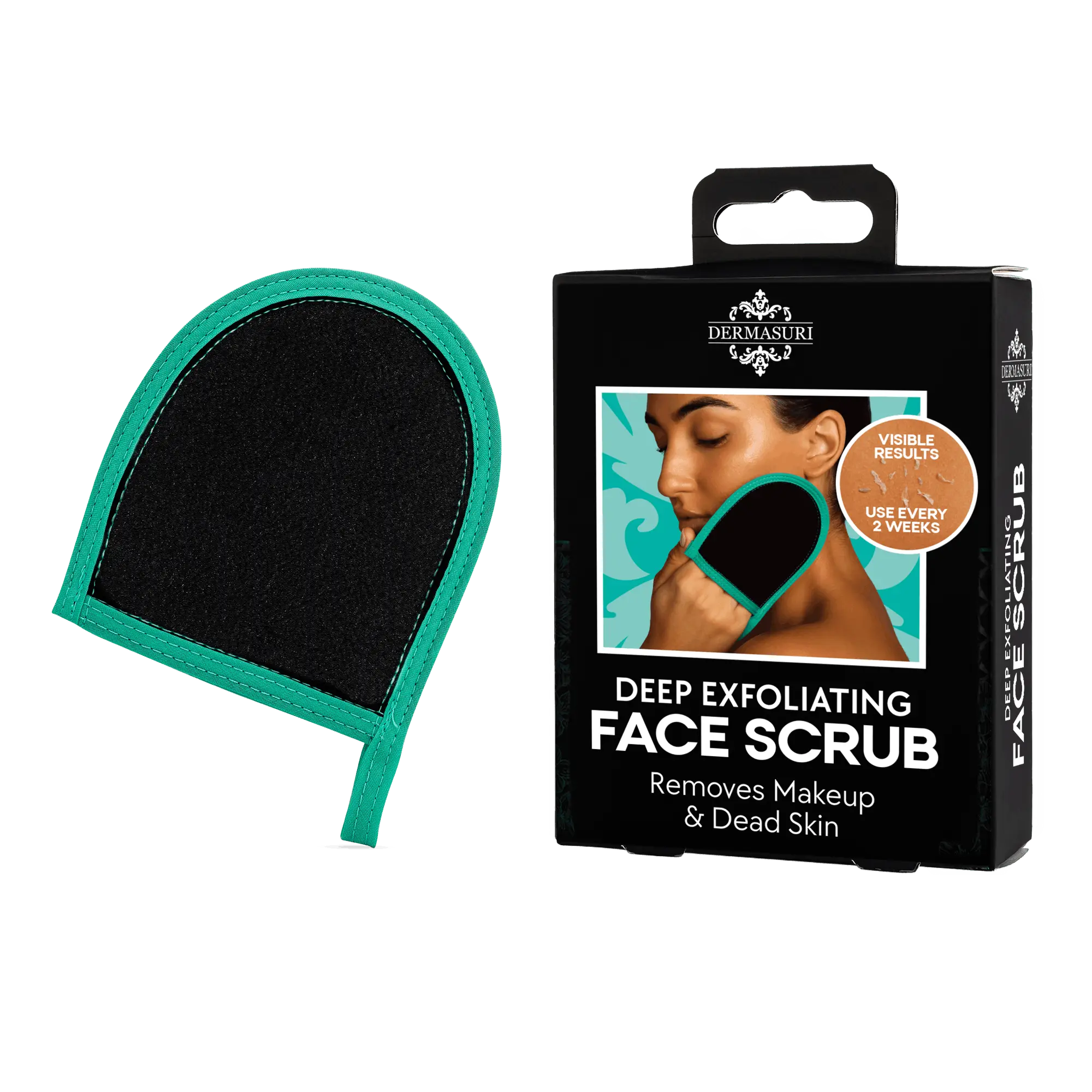 Dermasuri Deep Exfoliating Face Mitt, Light Scrub for Smooth Skin on Face & Neck, Fragrance-Free Clogged Pores Solution & Dead Cell Remover