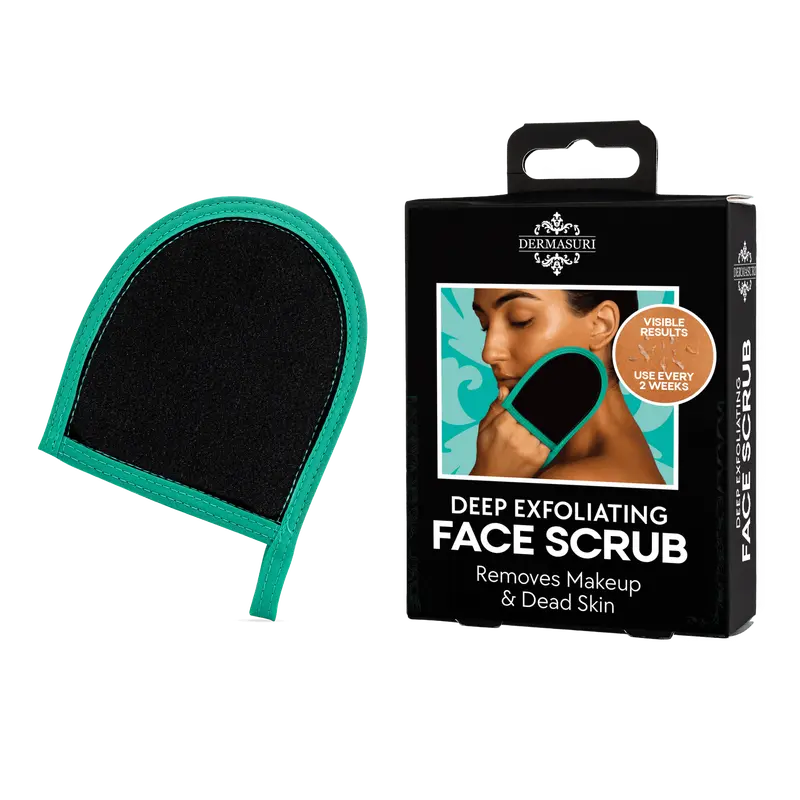 Dermasuri Black Exfoliating Face & Neck Glove - 88% Viscose Nontoxic Exfoliating Bath Tool, Bath Mitt Face Scrubs & Peels, Light Scrubber for Makeup Prep, Radiant Skin, Travel-Ready Women’s Shower Accessory (Wet Then Massage to Smooth)