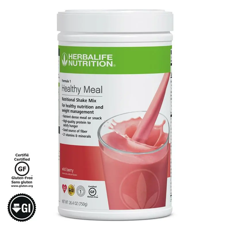 Herbalife Formula 1 Healthy Meal Nutritional Shake Mix, Wild Berry Taffy Flavor, 750g Gluten-Free Beverage with Essential Vitamins, Minerals, Soy & Dairy Protein Blend for Daily Nutrition Wellness Routine