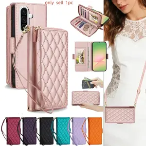 Crossbody Leather Wallet Phone Case for Samsung Galaxy  A27 A57 A36 A16 A26 A17 A35 A55 A56Cards  Cover Bag
