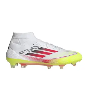 adidas Womens F50 Pro Mid Firm Ground Soccer Cleats  - Red, White, Yellow