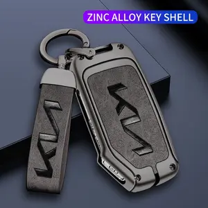 Zinc Alloy Leather Car Remote Key Protection Cover, Car Key Protector, Car Key Accessory, Compatible with Kia Sportage R Gt Stinger Sorento Ceed Cerato Forte Niro Soul Telluride