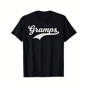 merch shirt for men 's Black Funny Gramps Slogan T-Shirt - White Cursive Lettering & for Graphic Print, 100% Cotton Casual Crew Neck Tee for Year-Round Wear, Bold Statement Gift for Grandpa, or Retirement Party Outfit