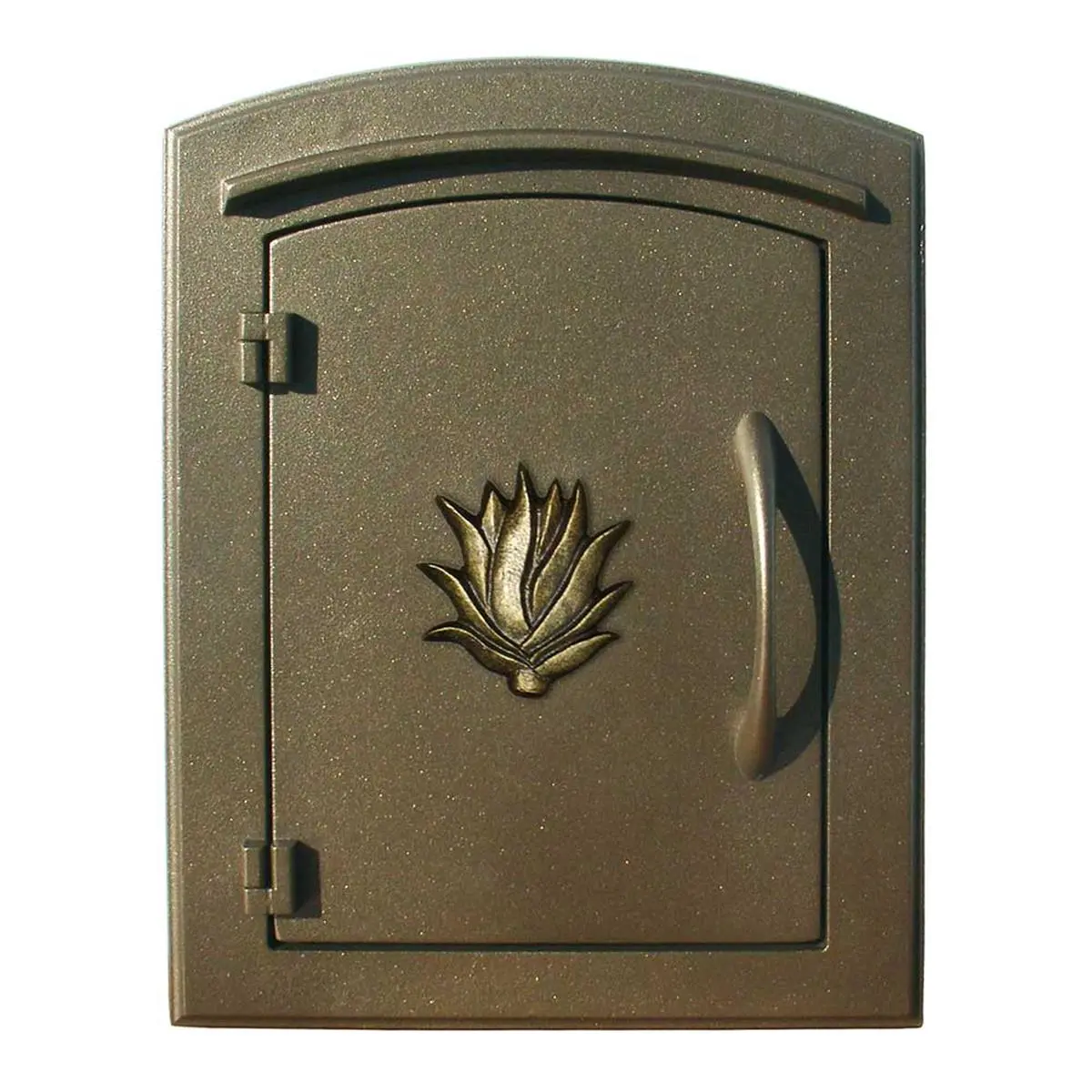 QualArc MAN-1406-BZ 14 in. Powder Coated Bronze Metal Column Mount Mailbox, Non-Locking, Decorative Agave Logo, Address Plaque, Water Resistant, Weatherproof, Mailbox Insert, 12 lbs, 16"x8.5"x12"