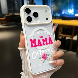 Magnetic Phone Case for iphone 17 ProMax 16 Plus 15 14 13 12 11 XR Air E Plus/Air/ProMax/Pro,Samsung S25,S24,S23,S22,Ultra Plus FE Mama Rose Crown Pattern Transparent Acrylic Four Corner Shock-absorbing Airbag Hard Cover