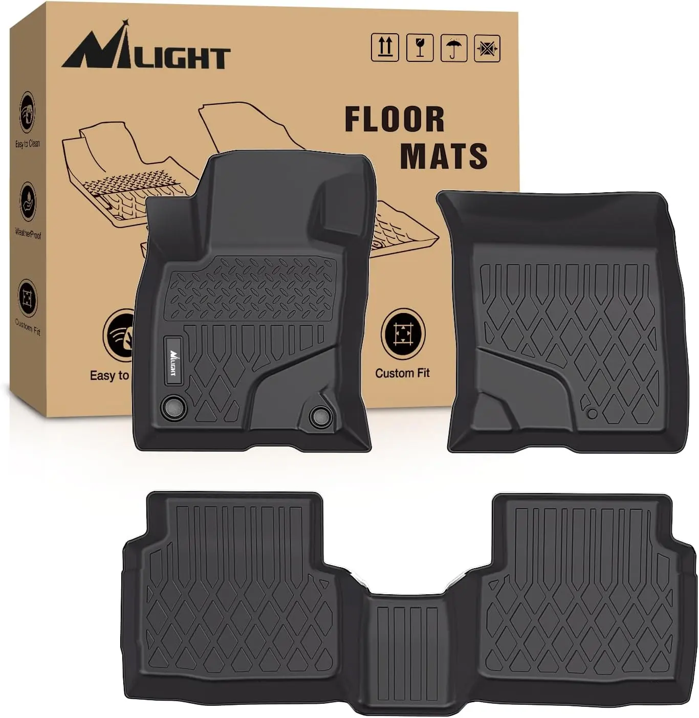Nilight 4-Piece Synthetic TPE Car Mats Set for Ford Escape (NOT for Hybrid) 2020-2026, CNC Cut Custom-Fit All-Weather Floor Liners, Durable Anti-Skid Lip Waterproof Easy-to-Clean Heavy-Duty Floor Mats for Car, Auto Accessories, Waterproof Car Mats
