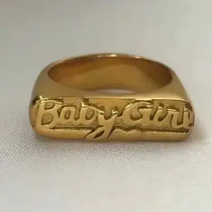 Babygirl Name Plate Ring - Gold Plated Engraved Design for Personalized Jewelry