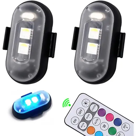 Wireless LED Strobe Bicycle Light with Remote Controller - High Brightness, Anti-Collision, USB-Charging, IP65 Waterproof, Battery-Powered Universal Drone & Ebike Cycling Accessory