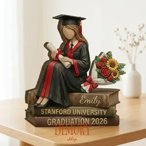 Personalized Senior 2026 Wood Block, Custom 2D FLAT Graduation Books Wooden Block, Graduation Woodblock For Girls, Graduated Daughter Gift