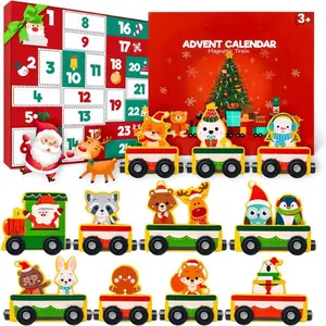 2025 Christmas Advent Calendar for Kids – 24‑Day Magnetic Wooden Animal Train Set, Montessori Countdown Gift for Toddlers & Boys / Girls Holiday Surprise