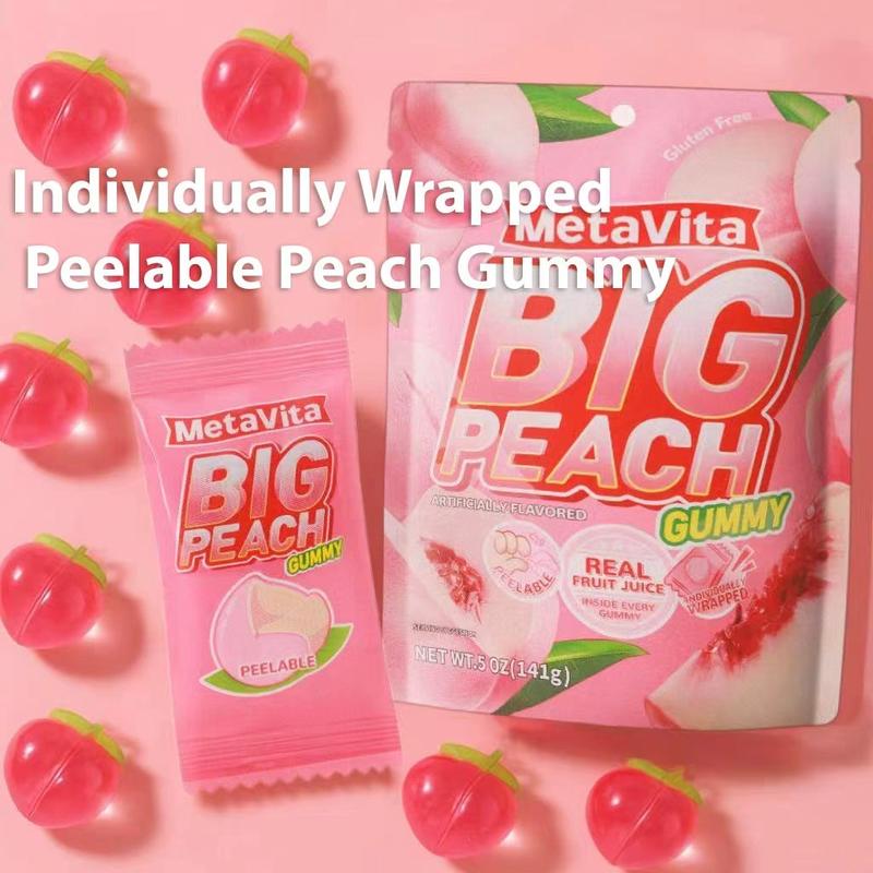 MetaVita Peelable Gummy Combo  | BIG Mango & BIG Peach | Real Fruit Juice | Individually Wrapped | Fun Halloween Treats!