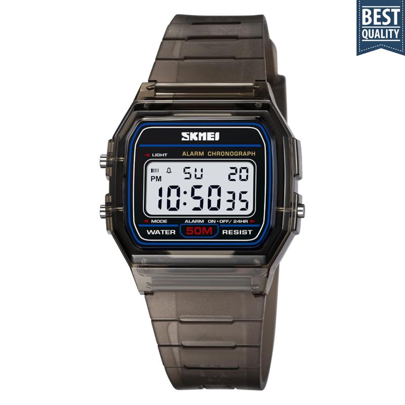 Gosasa Classic Unisex Digital Sports Watch - Multifunction LED Square Face Waterproof 50M Alarm Stopwatch Chronograph Calendar Dual Time Soft Resin Band Lightweight Comfortable for Men Women All Ages